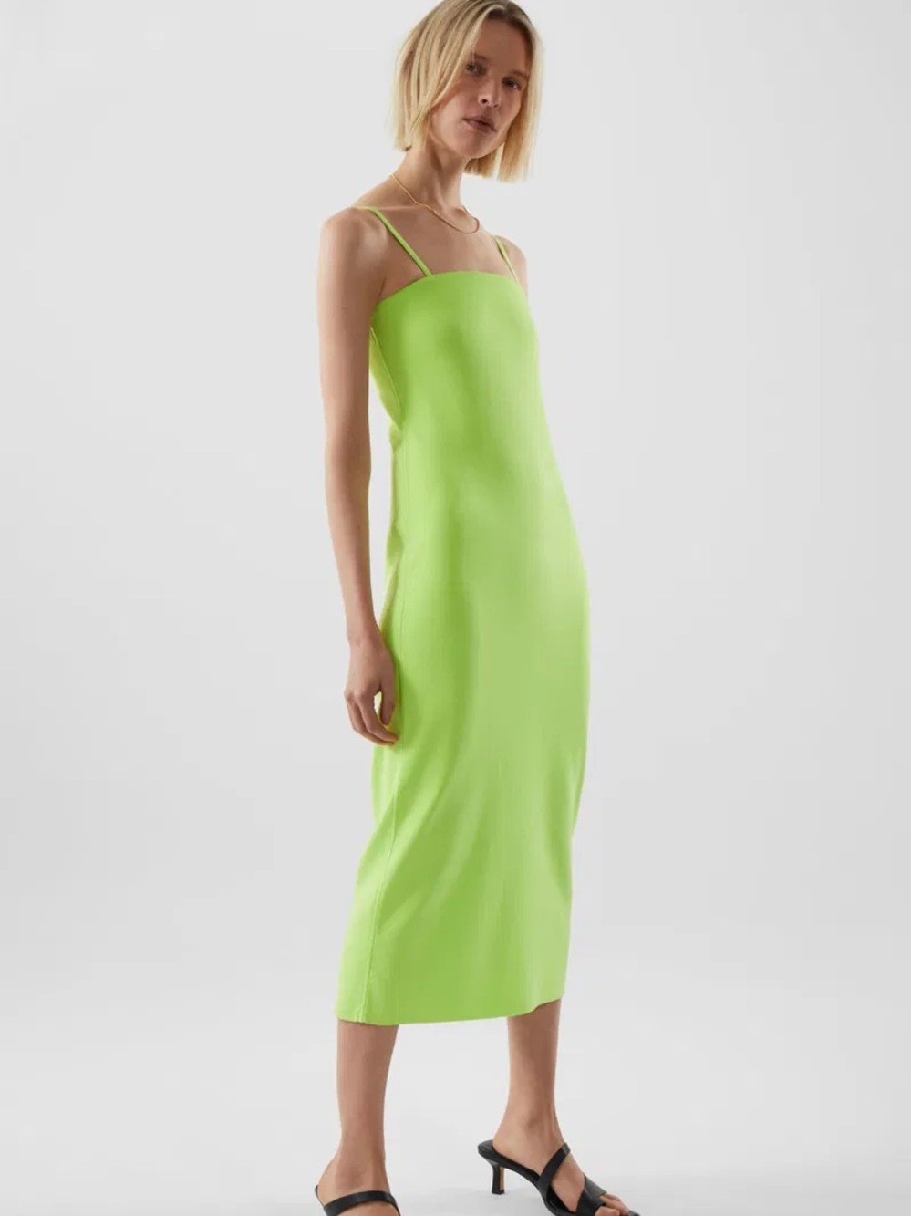 COSLime Green Slip Midi Dress
